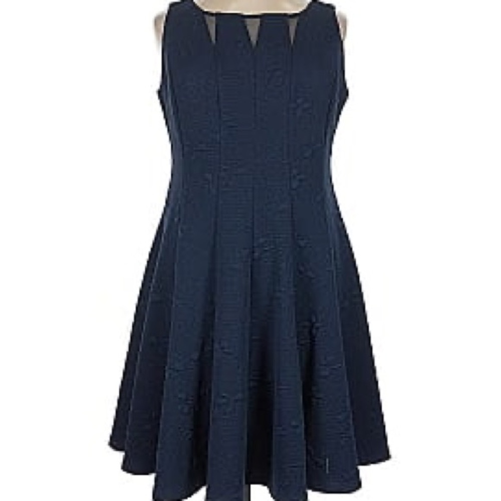 Elegant Roz and Ali Navy Blue Cocktail Dress with Textured Detail